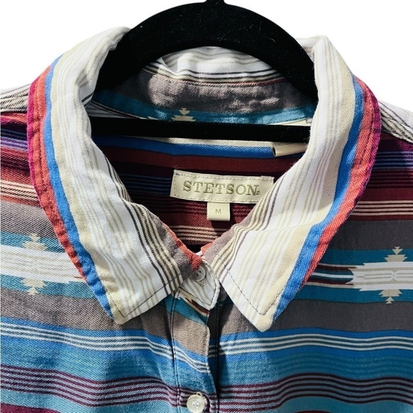Stetson Serape Southwest Western Rayon Button Up Long Sleeve Blouse Size Medium - Picture 2 of 6
